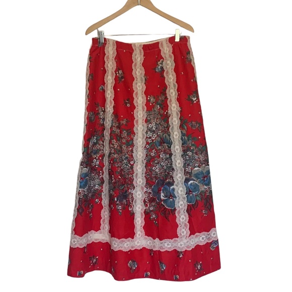 Tumbleweeds True Vintage Floral Lace Prairie Cottagecore Maxi Skirt - Picture 4 of 10